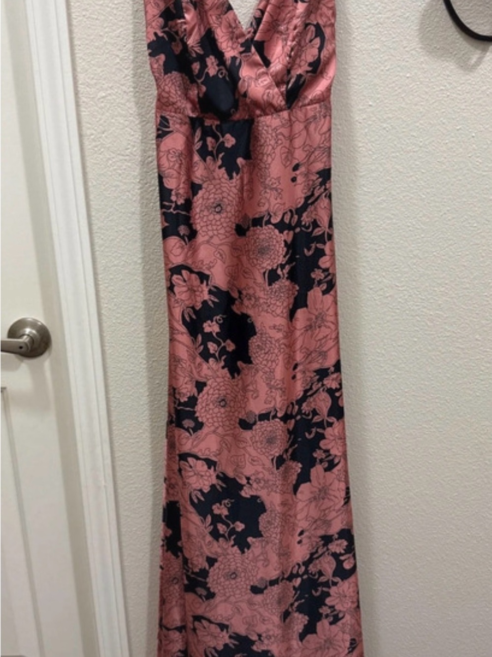 Floral Wrap Maxi Skirt in Rose and Navy